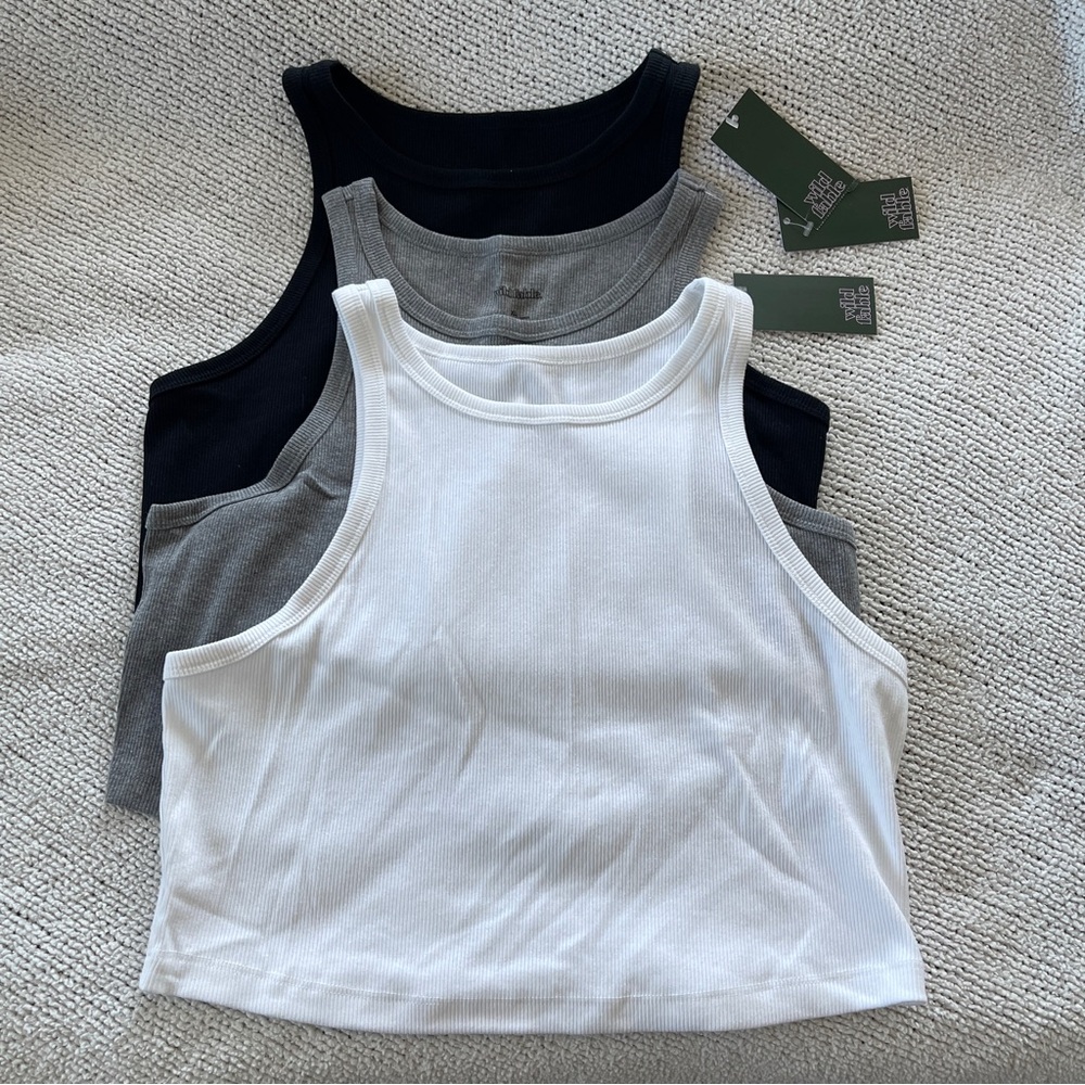 Wild Fable Black, Gray, and White Crop Tops